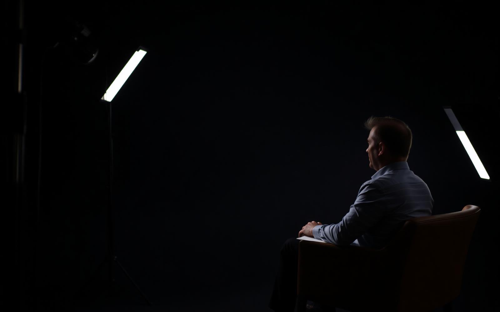 Executive interview setup lit for corporate video production